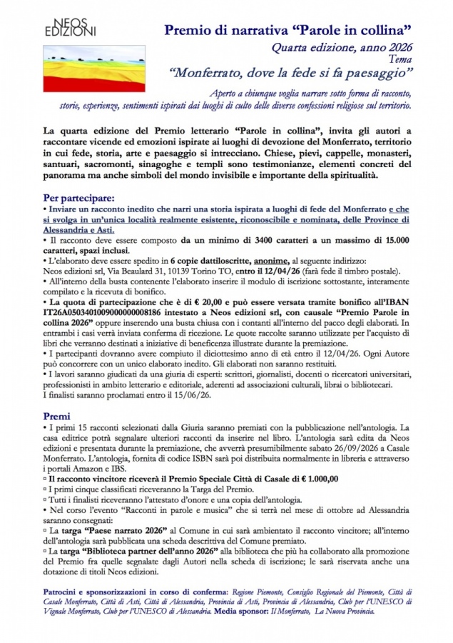 Il tema di quest'anno &egrave; &laquo;Monferrato dove la fede si fa paesaggio&raquo;
